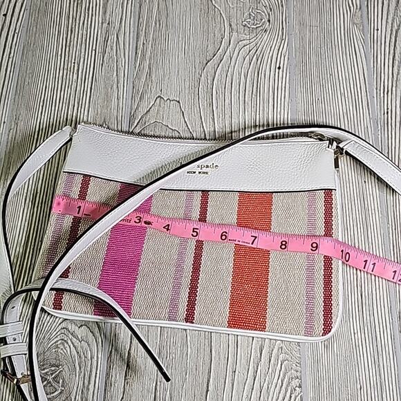 Kate Spade New York Leila Striped Canvas Triple Gusset Crossbody Purse NWT - Picture 8 of 9